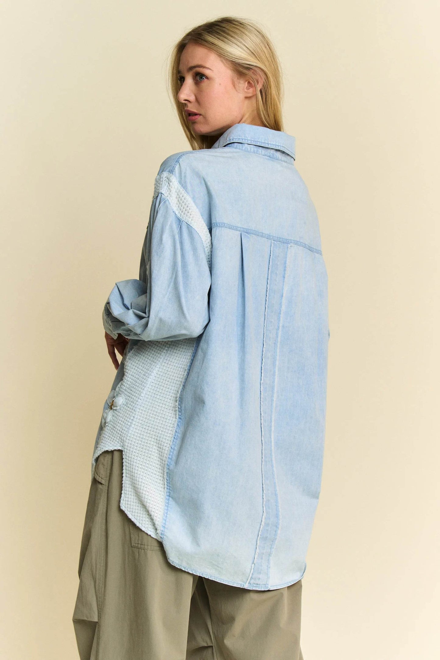 Davi & Dani Lightweight Washed Daisy Patch Waffle Knit Shirt - Shop Style & More | Fresh Looks, Everyday Deals & Free Shipping