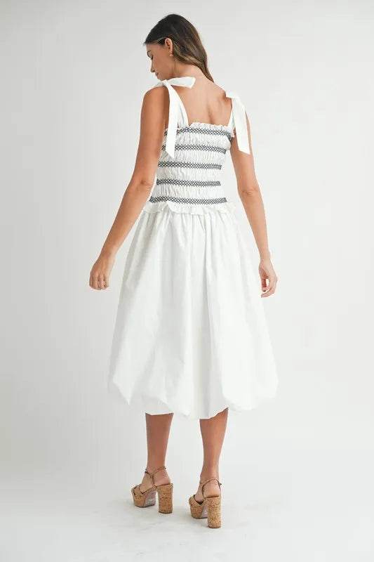 MABLE Smocked Bodice Bubble Midi Dress - Shop Style & More | Fresh Looks, Everyday Deals & Free Shipping