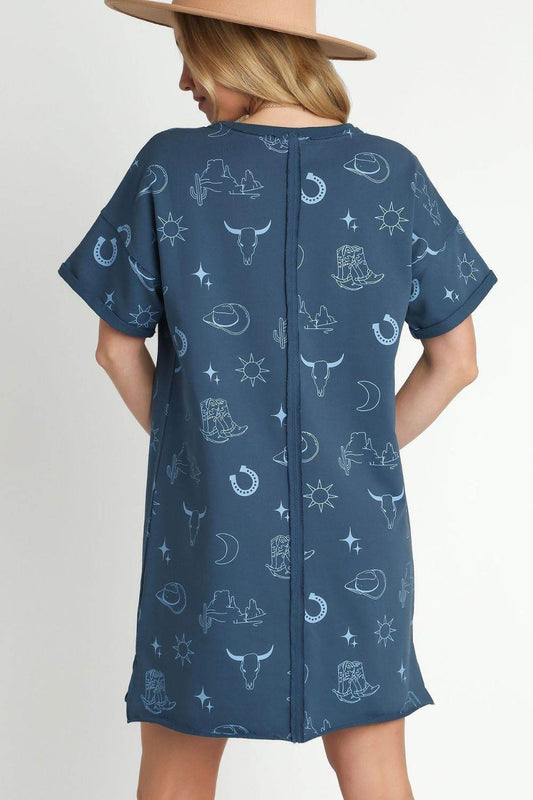 Umgee Full Size French Terry Short Sleeve Round Neck Dress Plus Size - Shop Style & More | Fresh Looks, Everyday Deals & Free Shipping