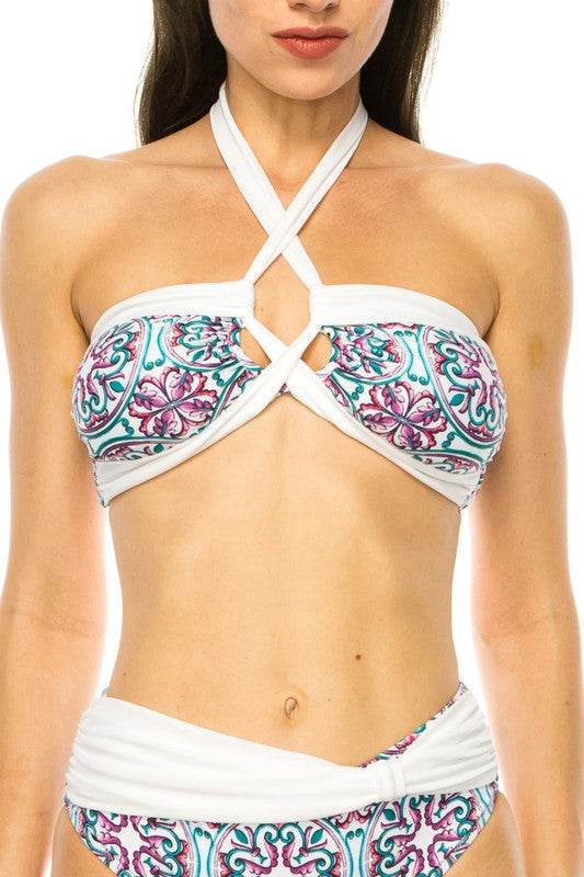 TWO PIECE FLORAL PRINTS CRISS CROSS HALTER BIKINI - Shop Style & More | Fresh Looks, Everyday Deals & Free Shipping