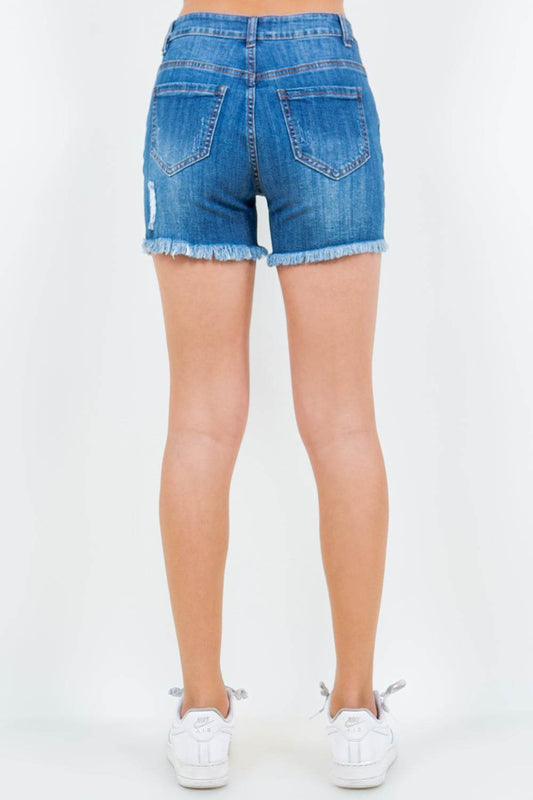 American Bazi High Waist Distressed Frayed Denim Shorts - Shop Style & More | Fresh Looks, Everyday Deals & Free Shipping