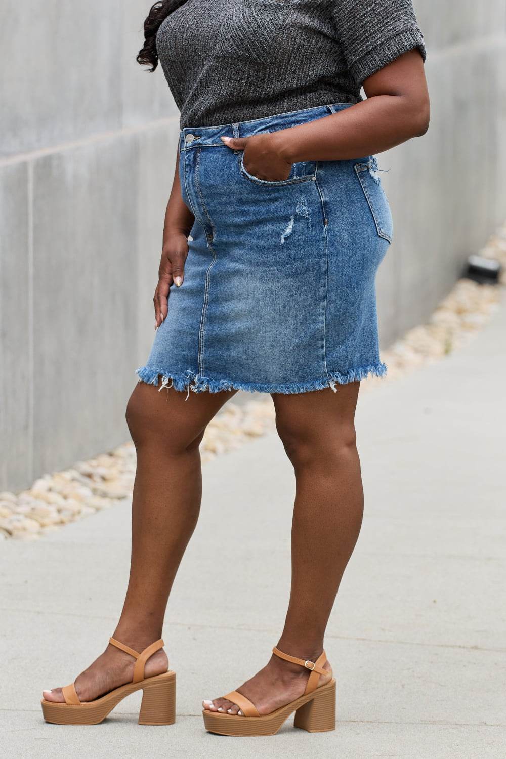 RISEN Amelia Full Size Denim Mini Skirt - Shop Style & More | Fresh Looks, Everyday Deals & Free Shipping