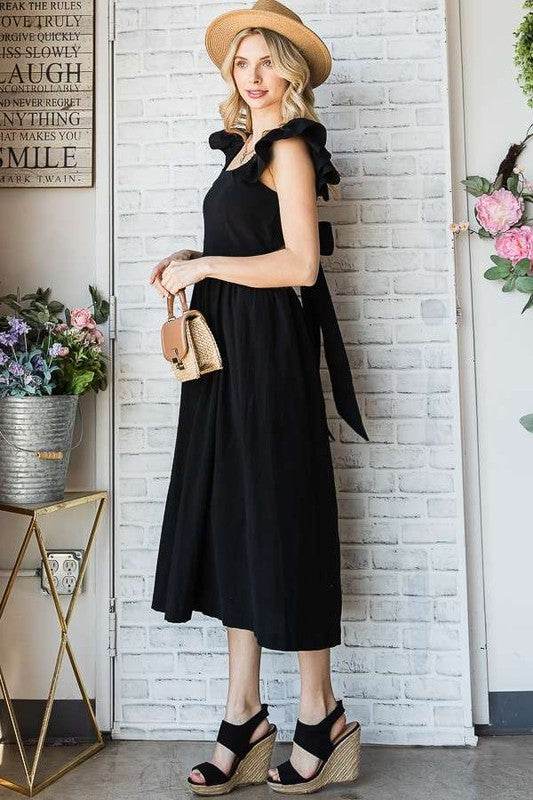 LINEN RUFFLE MID DRESS - Shop Style & More | Fresh Looks, Everyday Deals & Free Shipping