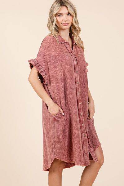 Mittoshop Mineral Wash Cotton Gauze Mini Shirt Dress - Shop Style & More | Fresh Looks, Everyday Deals & Free Shipping