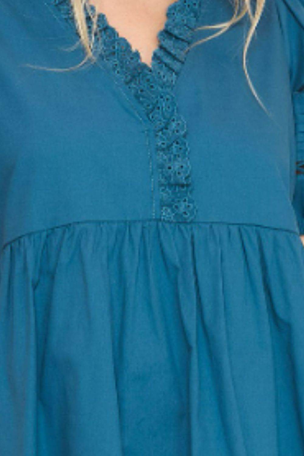 Umgee USA Full Size Lace Detail Puff Sleeve Mini Dress Plus Size - Shop Style & More | Fresh Looks, Everyday Deals & Free Shipping