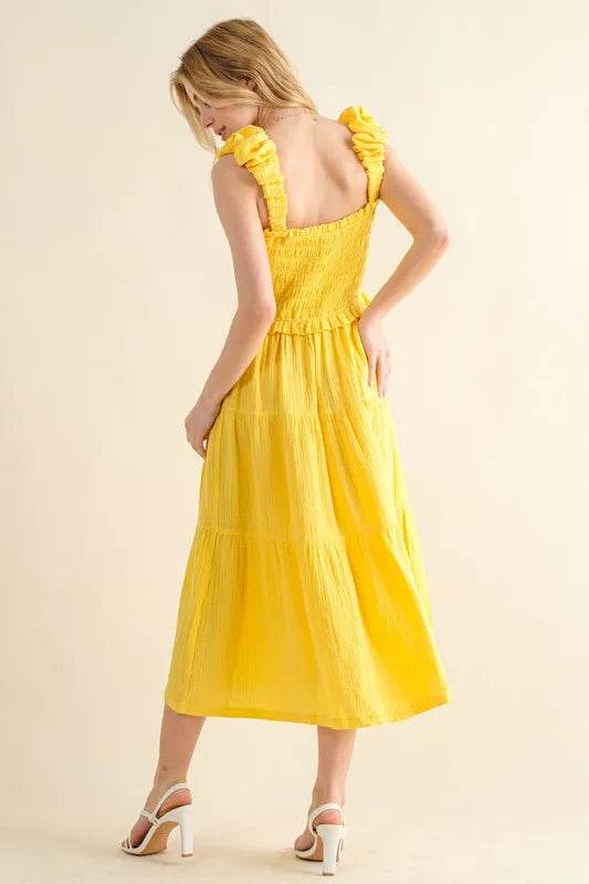And The Why Ruched Shoulder Strap Detail Midi Dress - Shop Style & More | Fresh Looks, Everyday Deals & Free Shipping