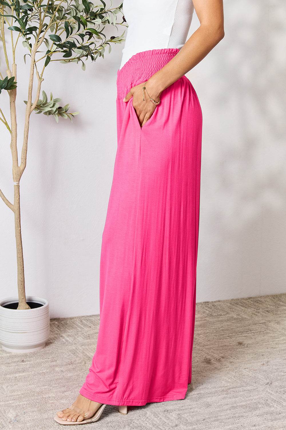 Basic Bae Full Size Smocked Wide Waistband Wide Leg Pants - Shop Style & More | Fresh Looks, Everyday Deals & Free Shipping