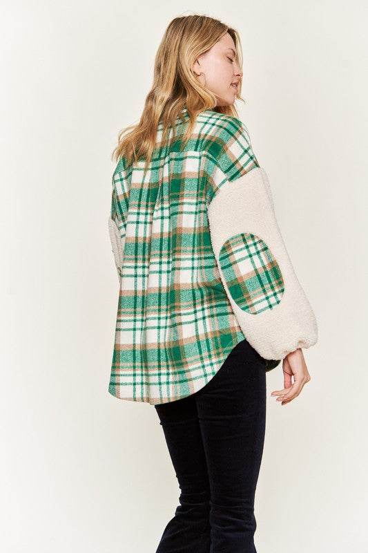 Multi plaid fuzzy sleeve jacket JJO1023 - Shop Style & More | Fresh Looks, Everyday Deals & Free Shipping