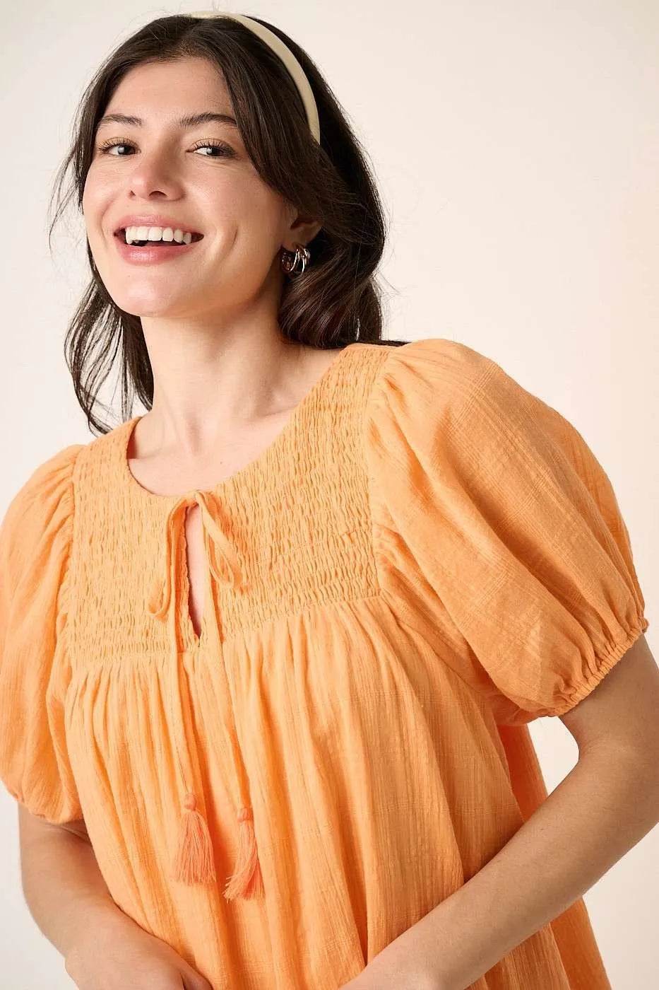 Mittoshop Tassel Tie Plaid Gauze Short Sleeve Mini Dress - Shop Style & More | Fresh Looks, Everyday Deals & Free Shipping