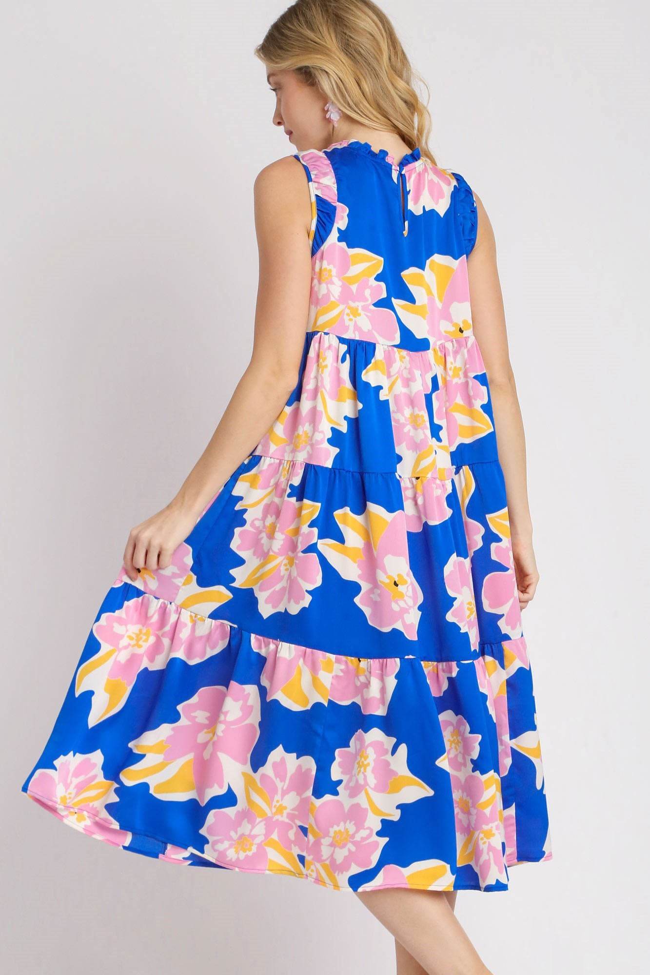 Umgee Full Size Floral Tiered Midi Tank Dress Plus Size - Shop Style & More | Fresh Looks, Everyday Deals & Free Shipping