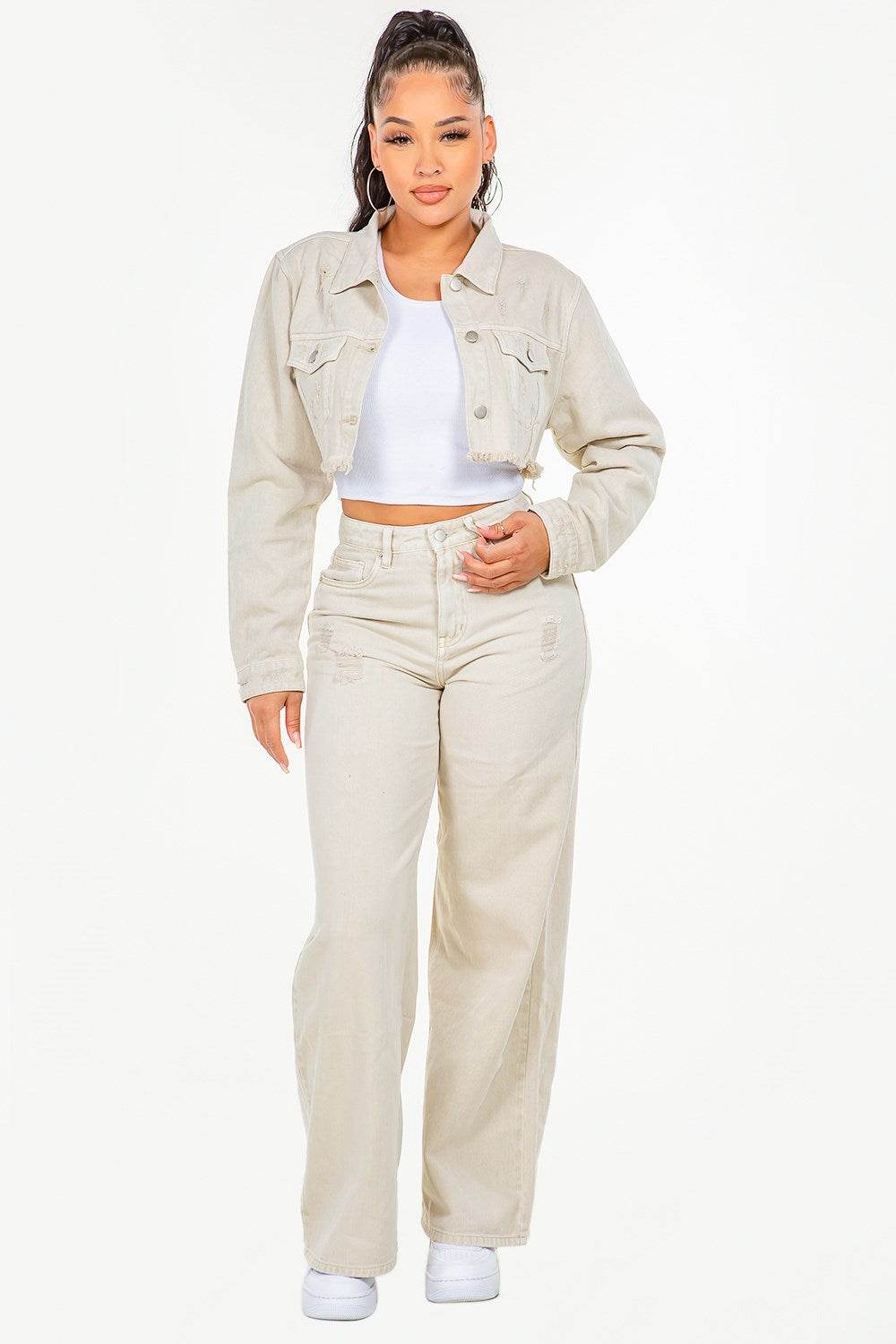 American Bazi High Waist Distressed Wide Leg Jeans - Shop Style & More | Fresh Looks, Everyday Deals & Free Shipping