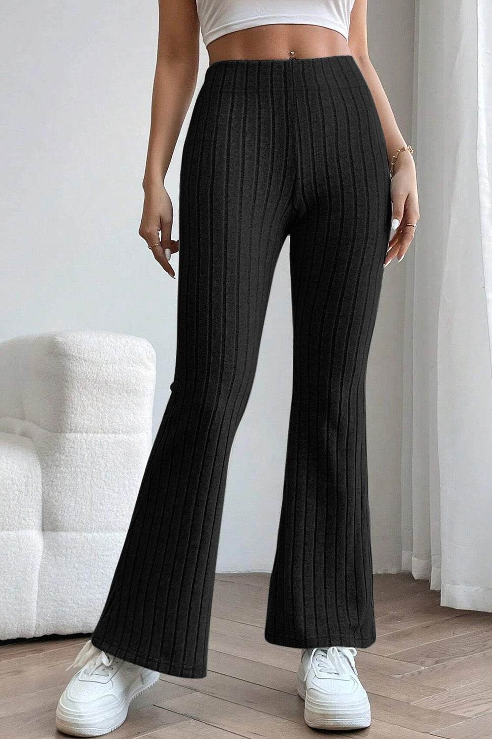 Basic Bae Full Size Ribbed High Waist Flare Pants - Shop Style & More | Fresh Looks, Everyday Deals & Free Shipping