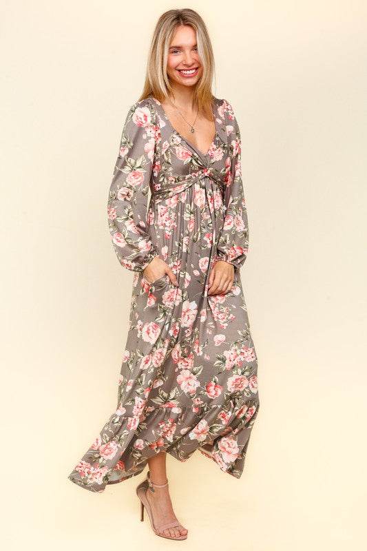 Haptics Twisted Detail Ruffled Hem Floral Dress with Side Pockets - Shop Style & More | Fresh Looks, Everyday Deals & Free Shipping