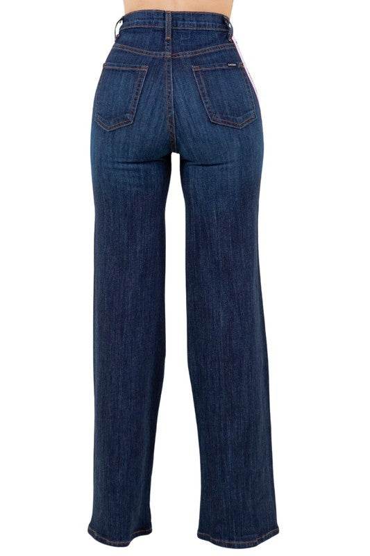 Wide Leg Jean with Stripe detail - Shop Style & More | Fresh Looks, Everyday Deals & Free Shipping