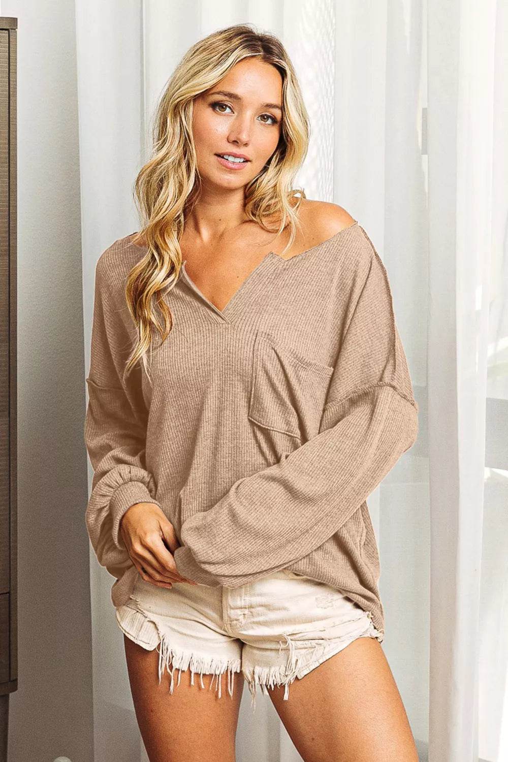 BiBi Exposed Seam Long Sleeve Top - Shop Style & More | Fresh Looks, Everyday Deals & Free Shipping