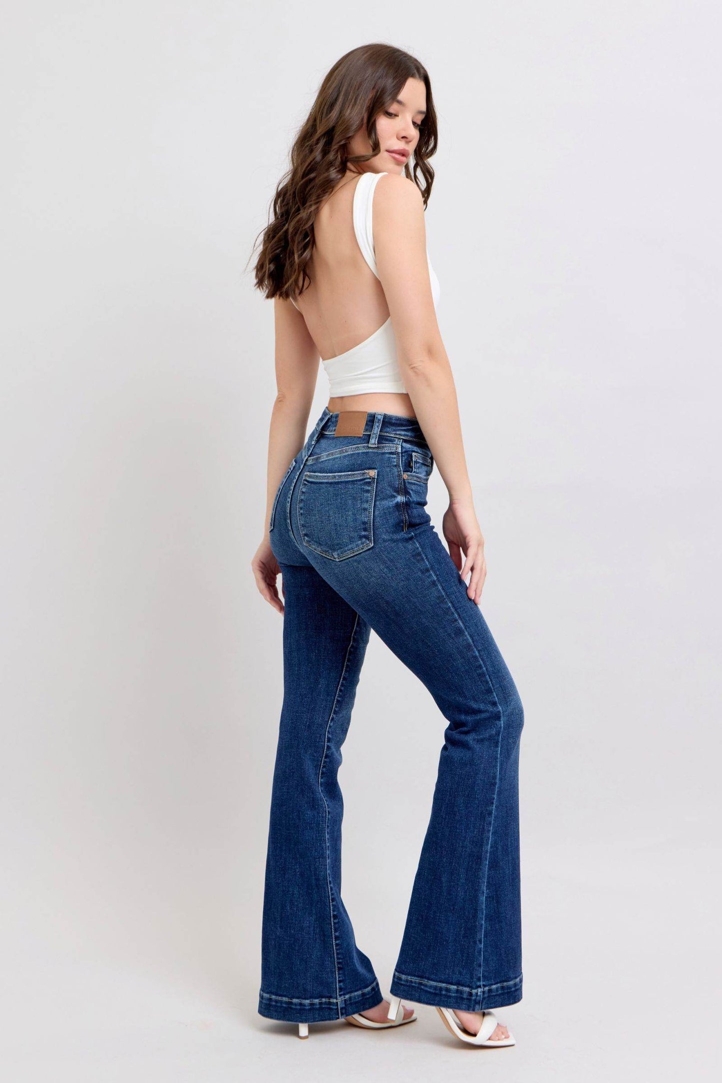 Judy Blue Full Size High Rise Flare Jeans with Pockets Plus Size - Shop Style & More | Fresh Looks, Everyday Deals & Free Shipping