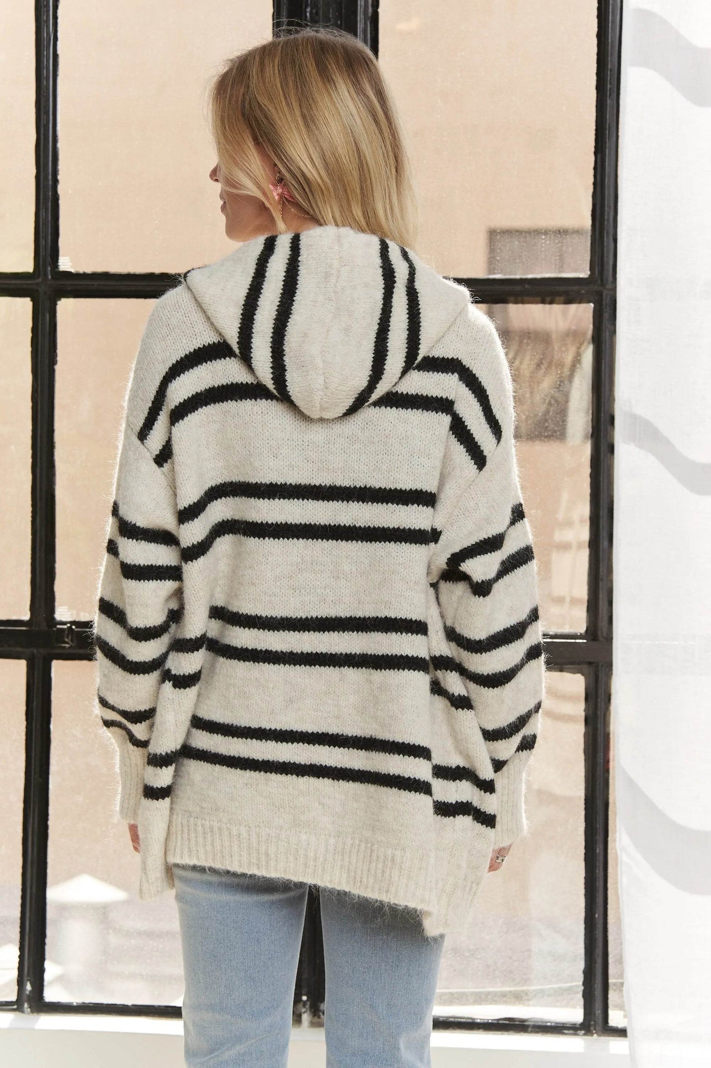 ADORA Horizontal Stripes Hoodie Cardigan - Shop Style & More | Fresh Looks, Everyday Deals & Free Shipping