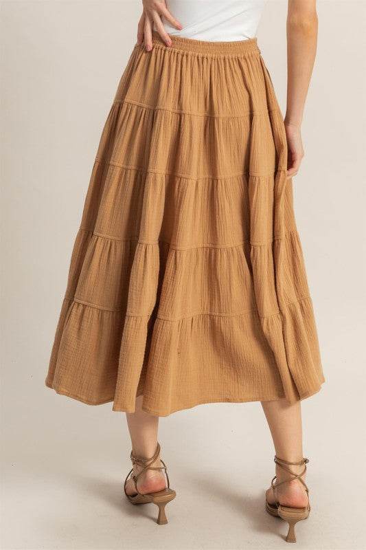 HYFVE Double Gauze Tiered Midi Skirt with Pockets - Shop Style & More | Fresh Looks, Everyday Deals & Free Shipping