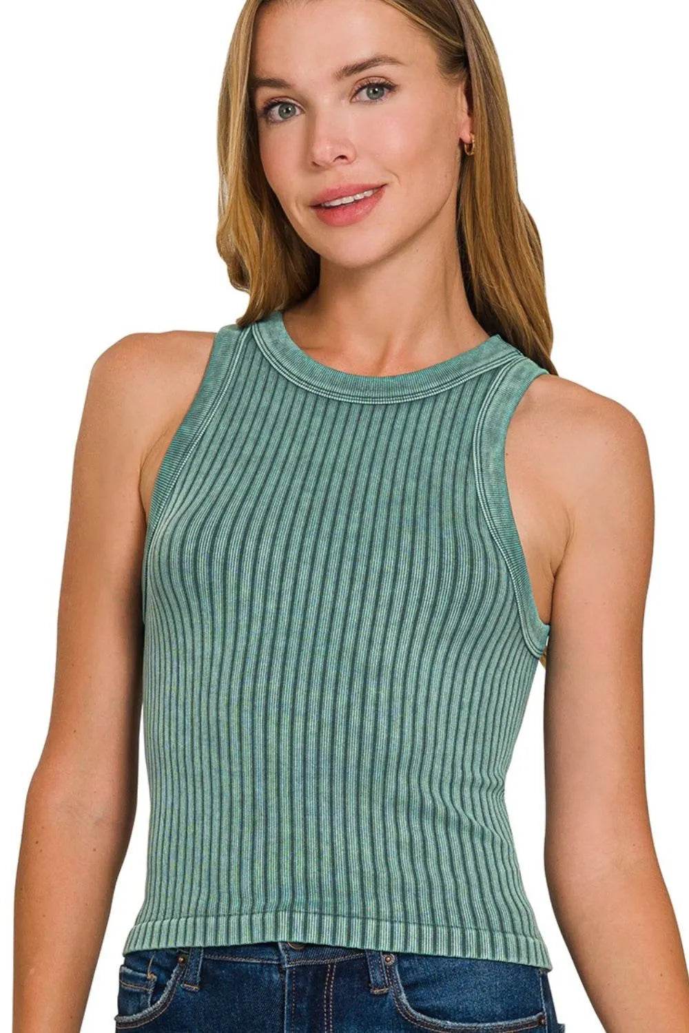 Zenana Ribbed Washed Seamless Tank Top - Shop Style & More | Fresh Looks, Everyday Deals & Free Shipping