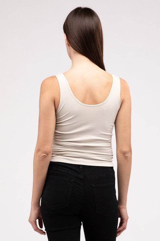 Front & Back 2-Way V-Neck Seamless Tank - Shop Style & More | Fresh Looks, Everyday Deals & Free Shipping