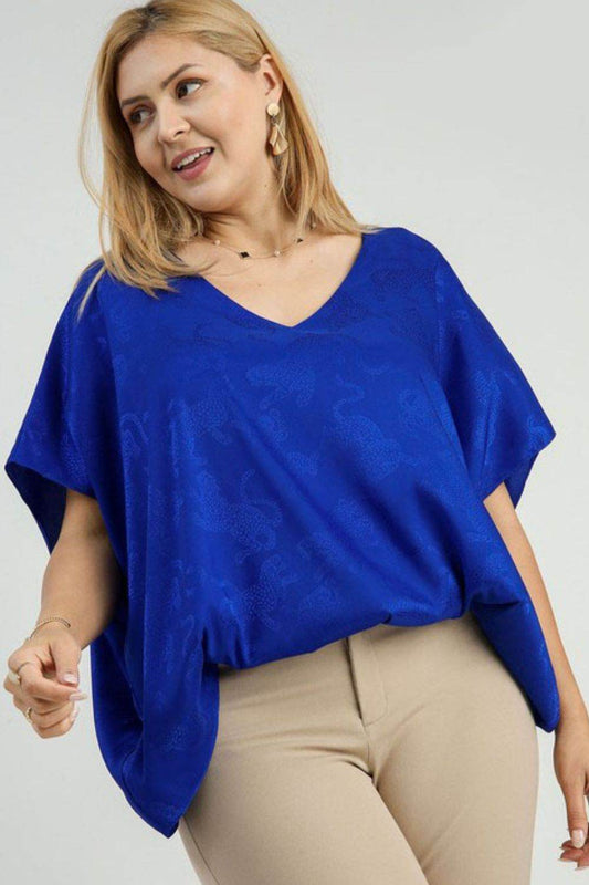 Umgee Full Size Satin Animal Print Jacquard Top Plus Size - Shop Style & More | Fresh Looks, Everyday Deals & Free Shipping