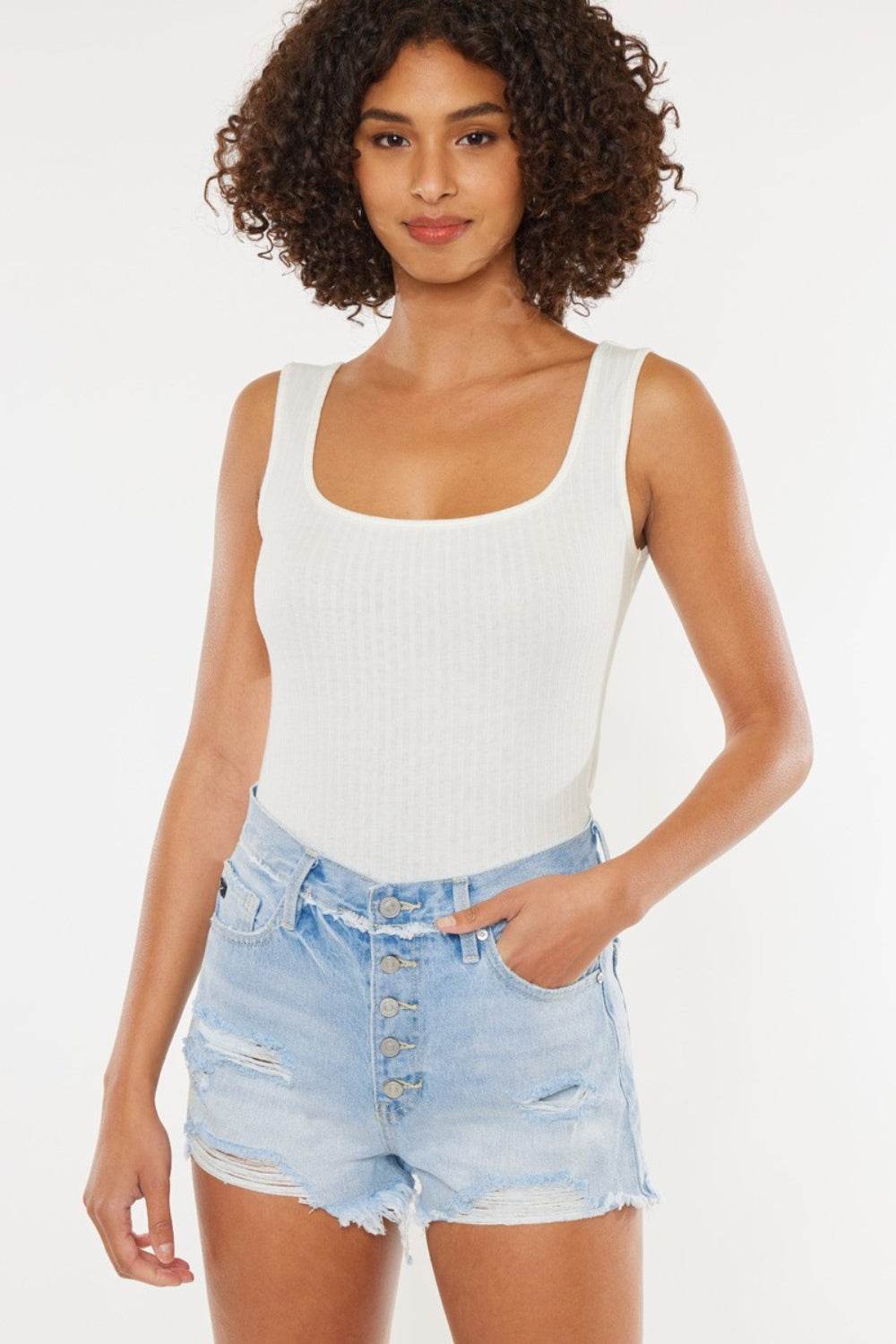 Kancan Distressed Button Fly Denim Shorts - Shop Style & More | Fresh Looks, Everyday Deals & Free Shipping