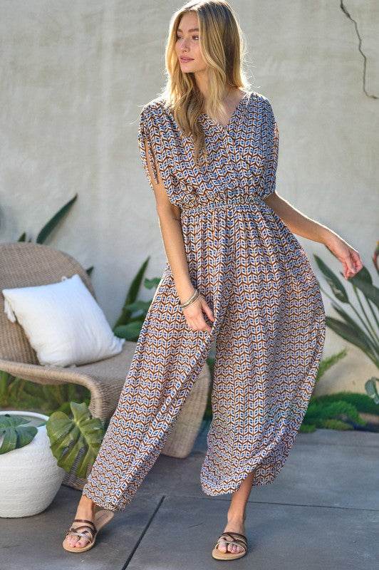 Printed V-Neck Sleeveless Jumpsuit - Shop Style & More | Fresh Looks, Everyday Deals & Free Shipping