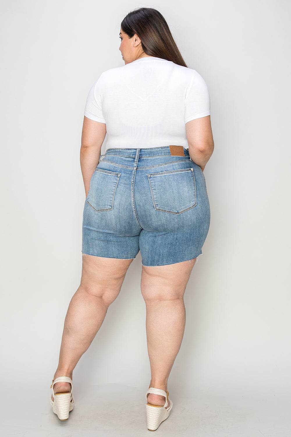 Judy Blue Full Size High Waist Raw Hem Denim Shorts - Shop Style & More | Fresh Looks, Everyday Deals & Free Shipping