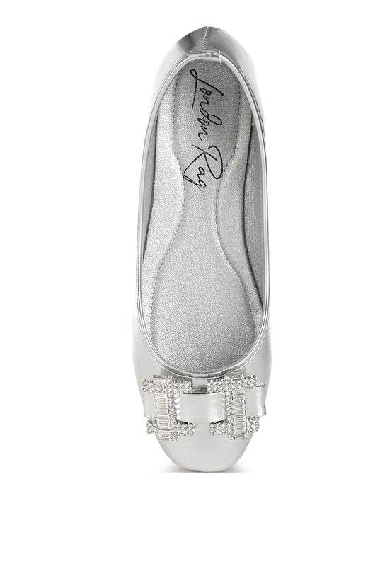 Navik Rhinestone Buckle Metallic Ballerinas - Shop Style & More | Fresh Looks, Everyday Deals & Free Shipping