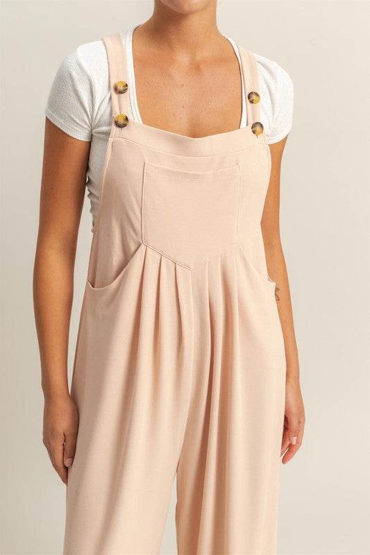 HYFVE Pleated Detail Front Pocket Wide Strap Overalls - Shop Style & More | Fresh Looks, Everyday Deals & Free Shipping