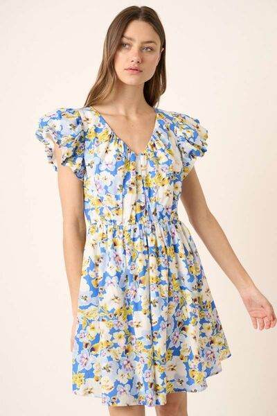 Mittoshop Floral V-Neck Cap Sleeve Mini Dress - Shop Style & More | Fresh Looks, Everyday Deals & Free Shipping