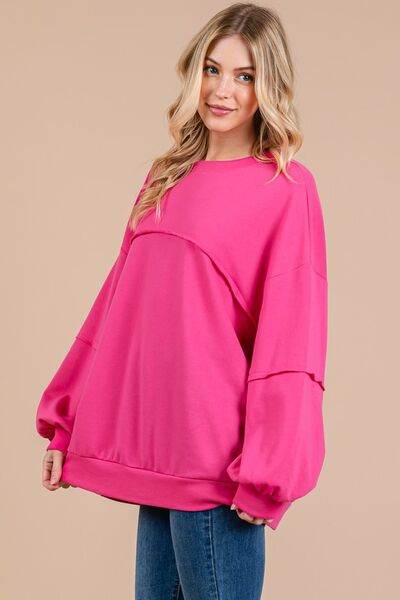 Ces Femme Exposed Seam Long Sleeve Sweatshirt - Shop Style & More | Fresh Looks, Everyday Deals & Free Shipping