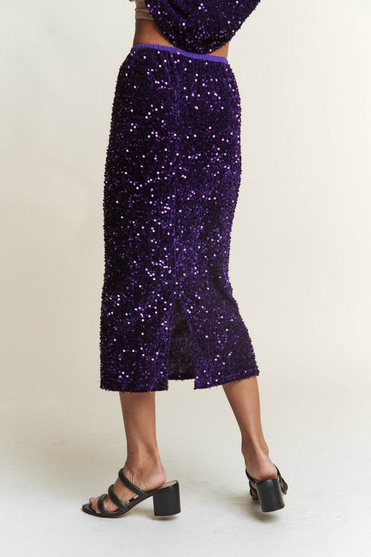 J.NNA Sequin Back Slit Midi Skirt - Shop Style & More | Fresh Looks, Everyday Deals & Free Shipping