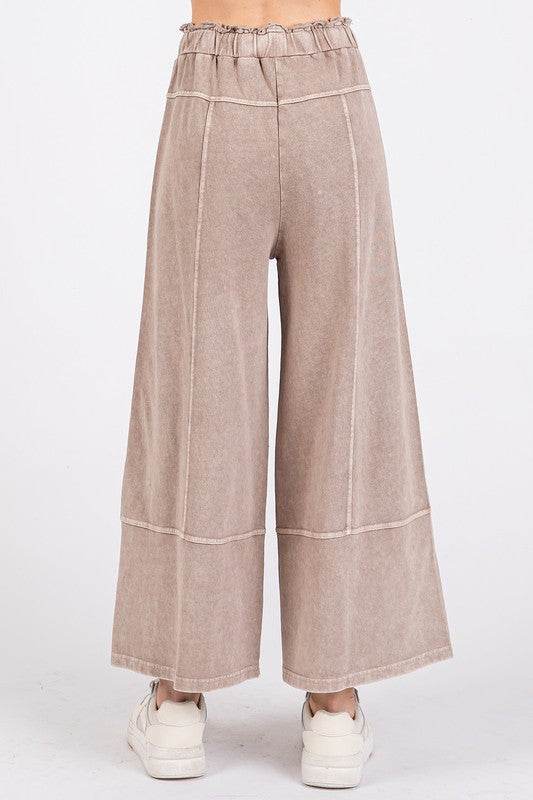 Mittoshop Mineral Wash Seam French Terry Wide Leg Pants - Shop Style & More | Fresh Looks, Everyday Deals & Free Shipping