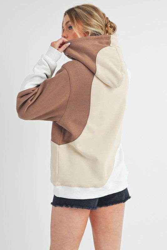 Aemi + Co Color Block Hoodie with Kangaroo Pocket - Shop Style & More | Fresh Looks, Everyday Deals & Free Shipping