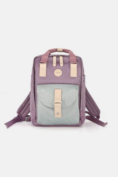 Himawari Contrast Waterproof Canvas Backpack Bag with Round Label - Shop Style & More | Fresh Looks, Everyday Deals & Free Shipping