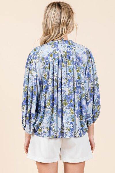 Mittoshop Flower Print Batwing Sleeve Button Down Blouse - Shop Style & More | Fresh Looks, Everyday Deals & Free Shipping