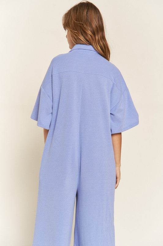 Basic Collar Shirt Wide leg Jumpsuit - Shop Style & More | Fresh Looks, Everyday Deals & Free Shipping