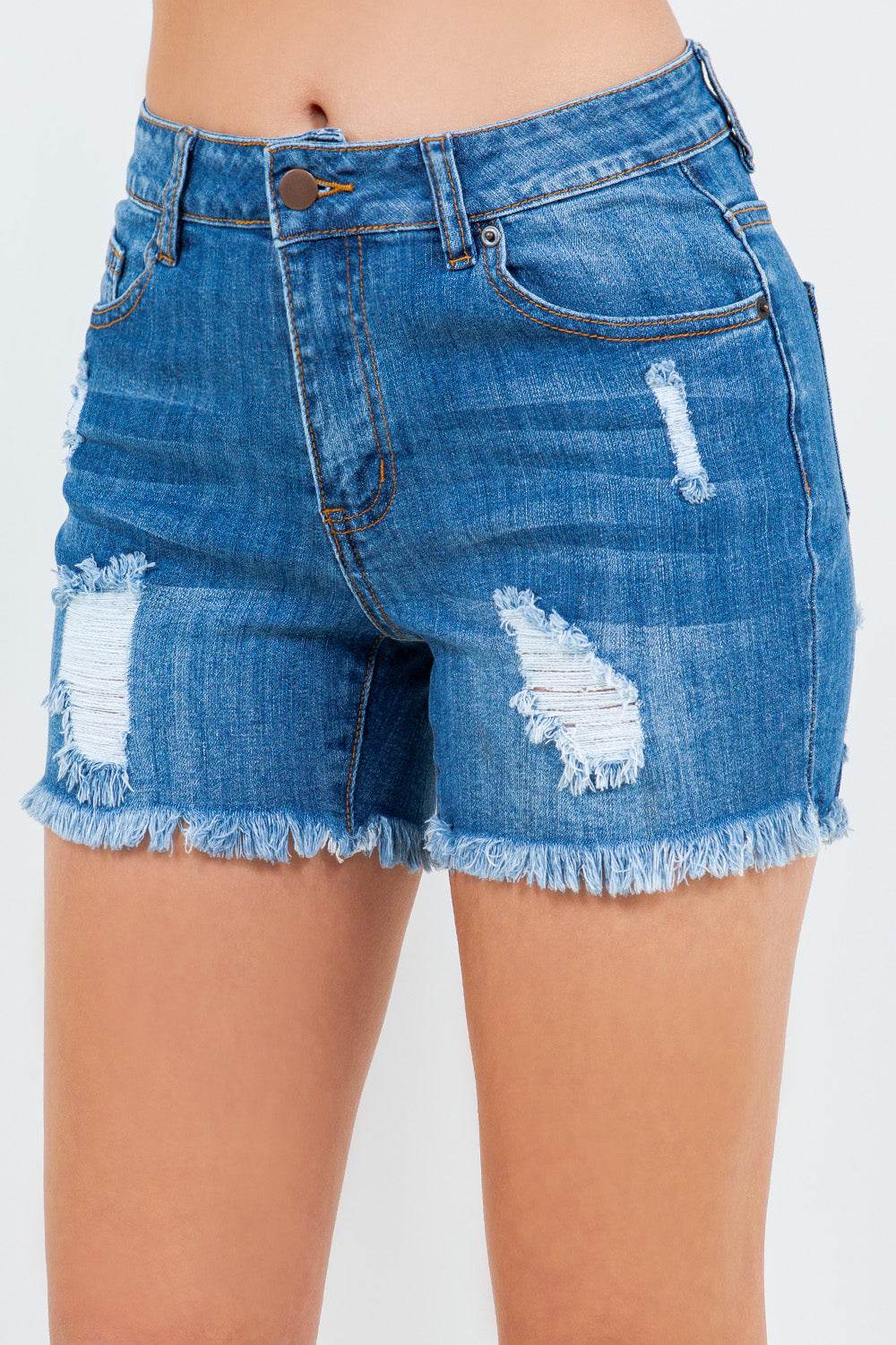 American Bazi High Waist Distressed Frayed Denim Shorts - Shop Style & More | Fresh Looks, Everyday Deals & Free Shipping