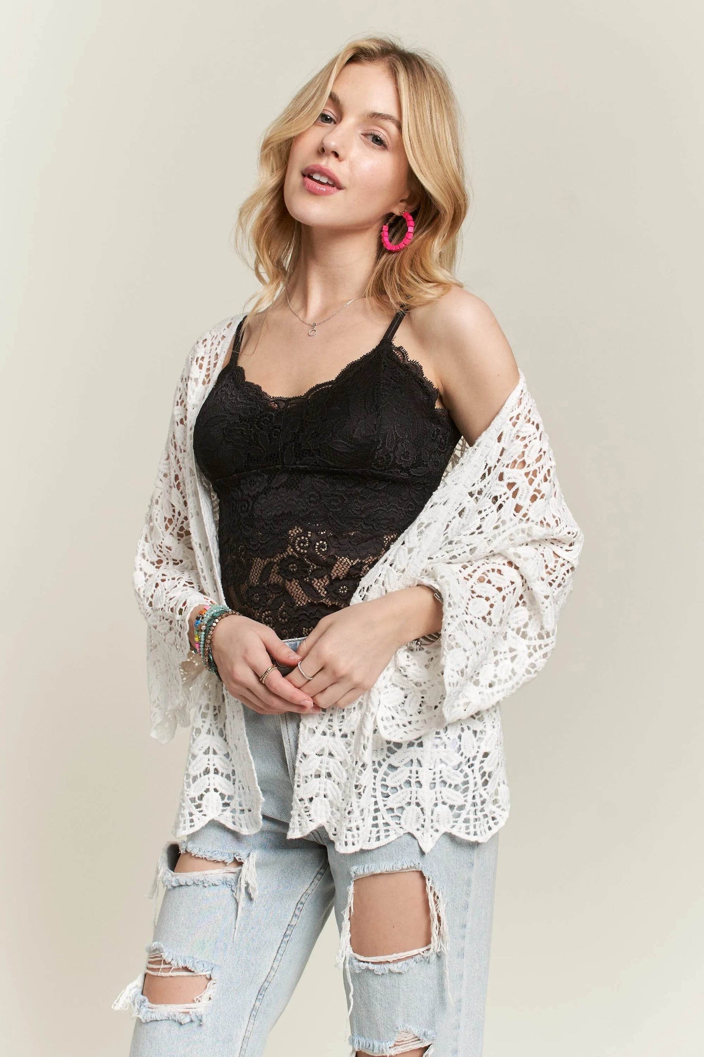 ADORA Leaf Pattern Crochet Cardigan - Shop Style & More | Fresh Looks, Everyday Deals & Free Shipping