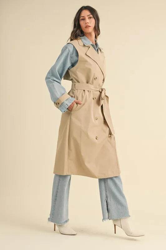 MABLE Layered Look Trench Coat With Denim Jacket - Shop Style & More | Fresh Looks, Everyday Deals & Free Shipping