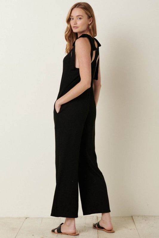Mittoshop Rib Knit V-Neck Cross Back Jumpsuit - Shop Style & More | Fresh Looks, Everyday Deals & Free Shipping