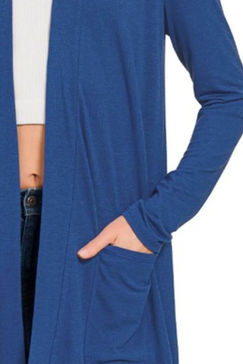 Zenana Slouchy Lightweight Open Front Pocket Cardigan - Shop Style & More | Fresh Looks, Everyday Deals & Free Shipping