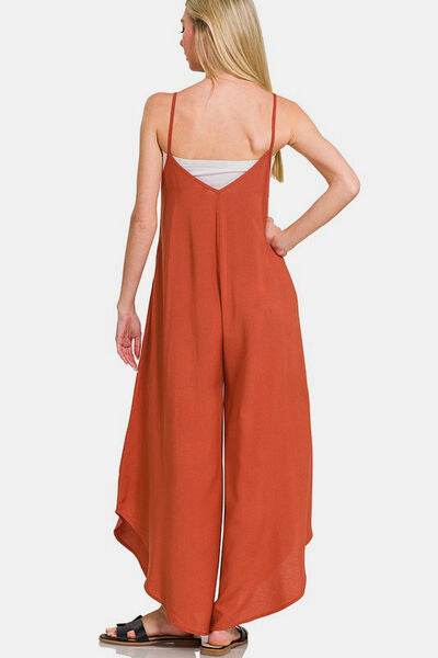 Zenana Wide Leg Overalls with Pockets and Spaghetti Straps - Shop Style & More | Fresh Looks, Everyday Deals & Free Shipping