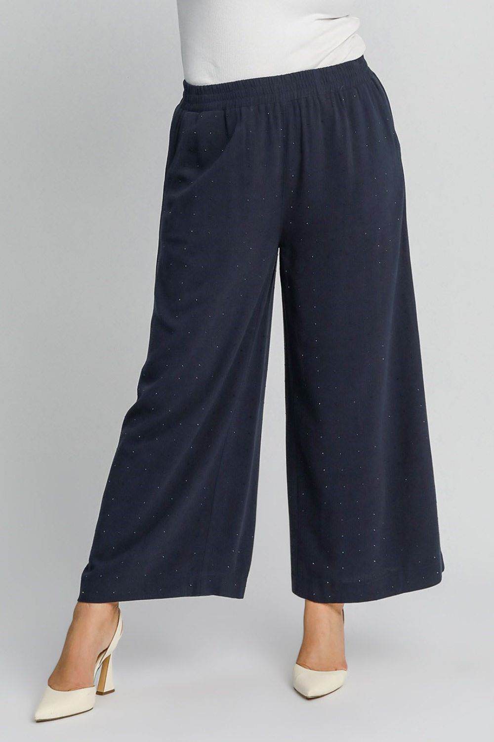 Umgee Full Size High Waisted Embellished Linen Pants Plus Size - Shop Style & More | Fresh Looks, Everyday Deals & Free Shipping