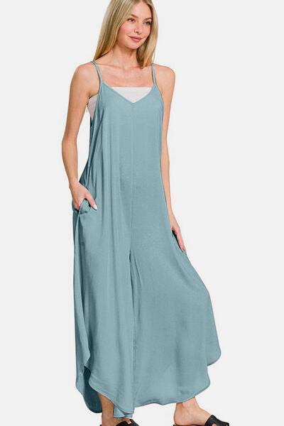 Zenana Spaghetti Strap Wide Leg Overalls with Pockets - Shop Style & More | Fresh Looks, Everyday Deals & Free Shipping