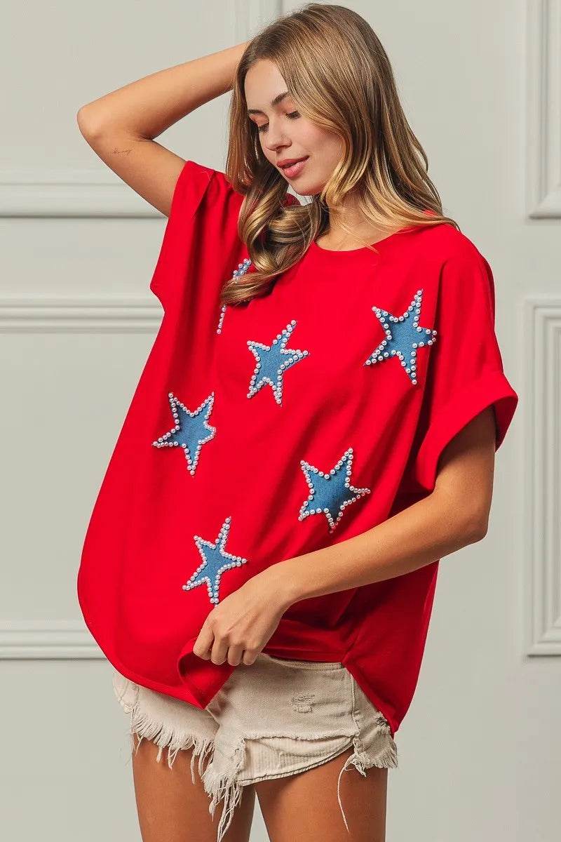 BiBi Fourth Of July Terry T-Shirt - Shop Style & More | Fresh Looks, Everyday Deals & Free Shipping