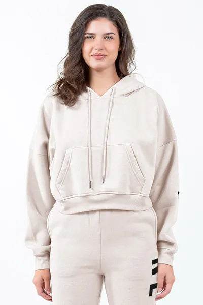 American Bazi Letter Graphic Long Sleeve Drawstring Cropped Hoodie - Shop Style & More | Fresh Looks, Everyday Deals & Free Shipping