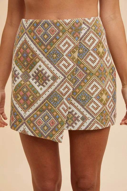 Annie Wear Ethic Woven Jacquard Wrap Mini Skirt - Shop Style & More | Fresh Looks, Everyday Deals & Free Shipping