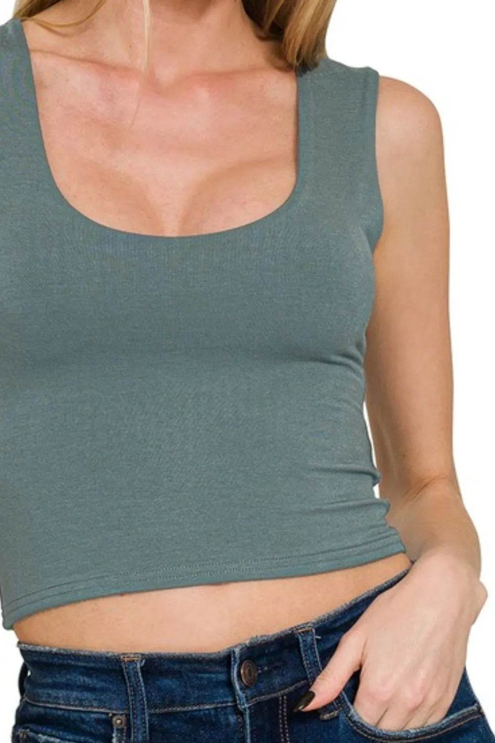 Zenana Double Layered Cropped Tank Top - Shop Style & More | Fresh Looks, Everyday Deals & Free Shipping